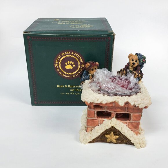 Boyds Bears Elgin & Elliot The Elves Toasty Warm Candle Holder 1996, 1st Edition - Picture 1 of 7